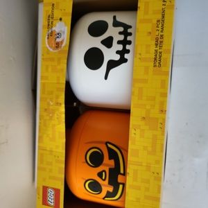 LEGO 2 LARGE Halloween edition storage Container Jack O Lantern & skelet…